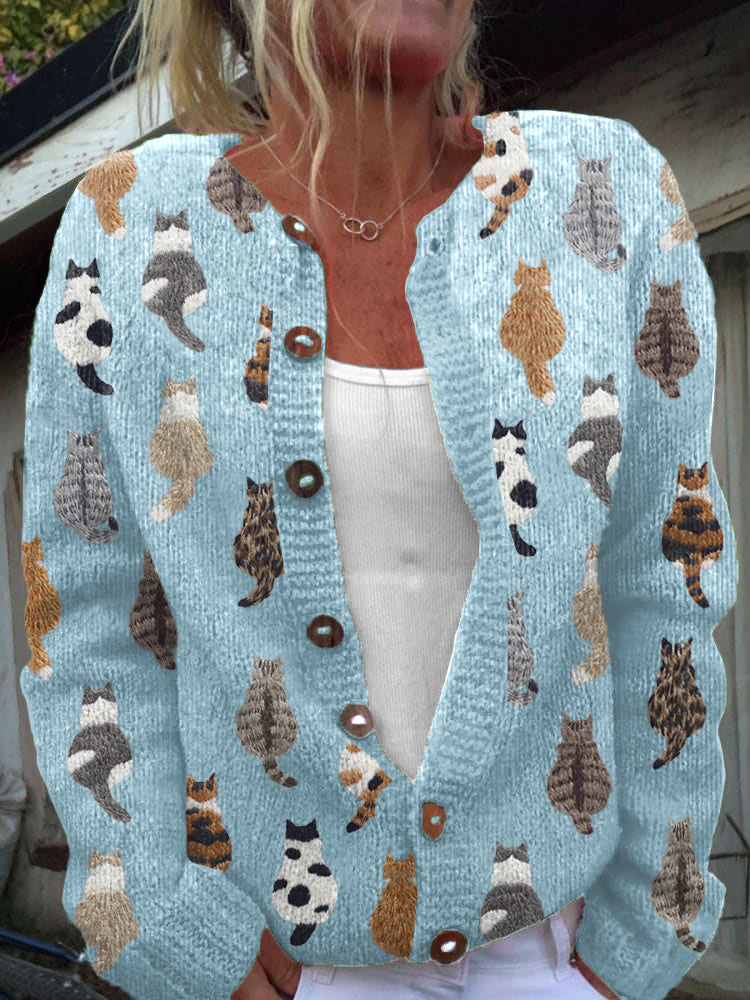 Clementine | Cozy Cat Print Cardigan
