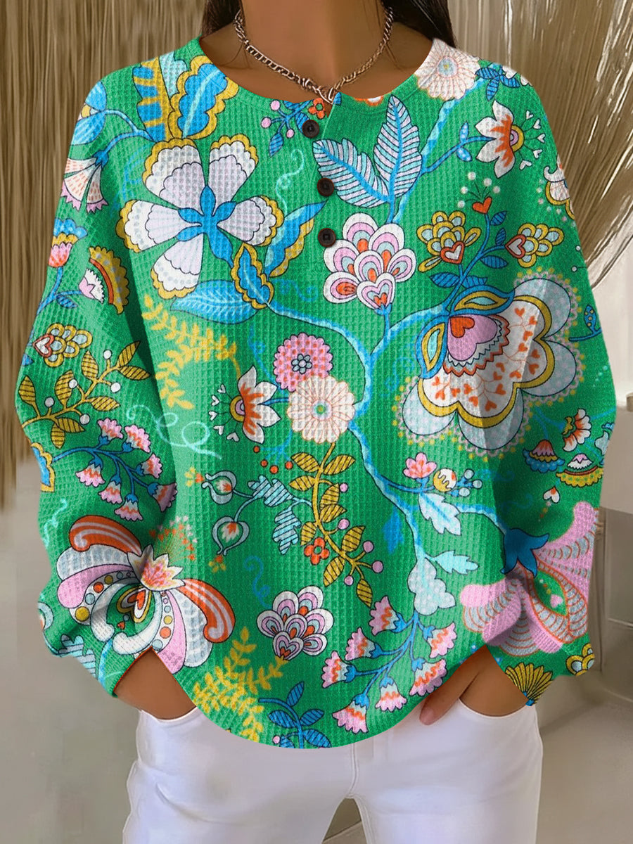 Elina | Vibrant Ethnic Floral Print Sweater