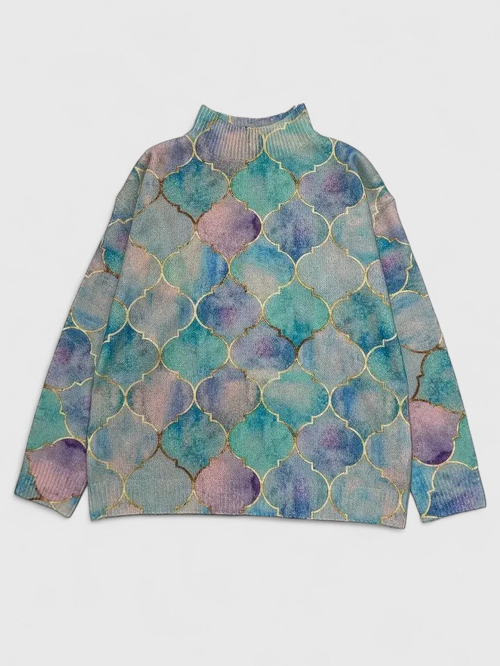 Evelyn | Soft Patterned Turtleneck Sweater