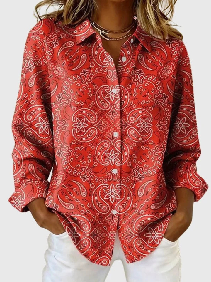 Melanie | Elegant Print Button-Up Blouse