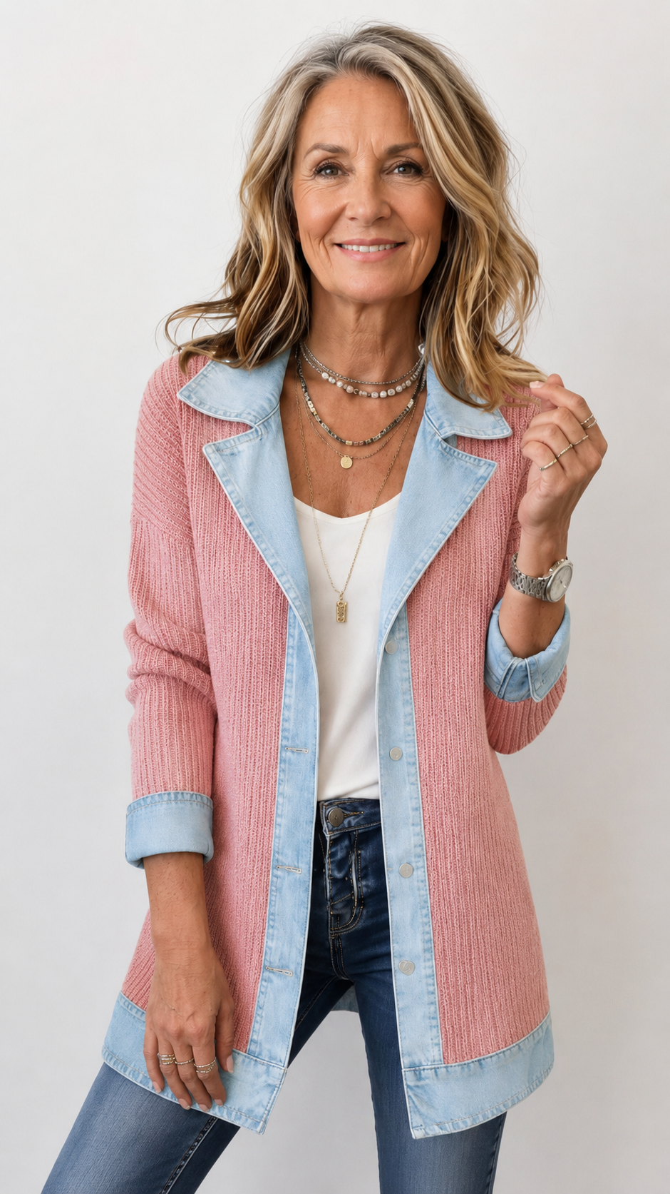 Miriam | Contrast-Trim Ribbed Knit Jacket