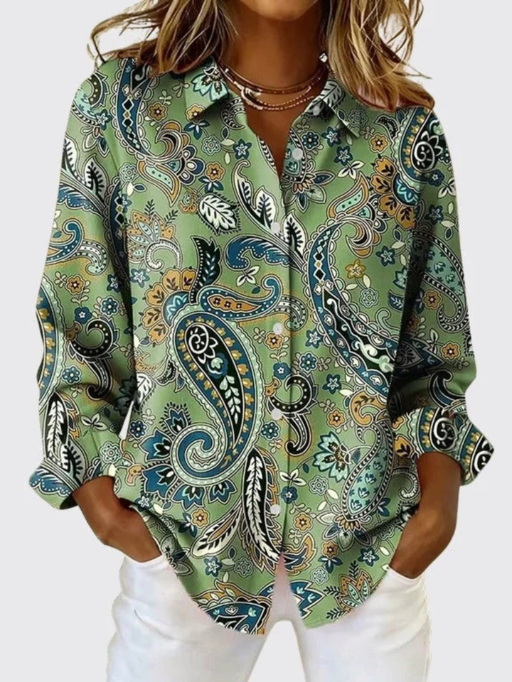 Melanie | Elegant Print Button-Up Blouse