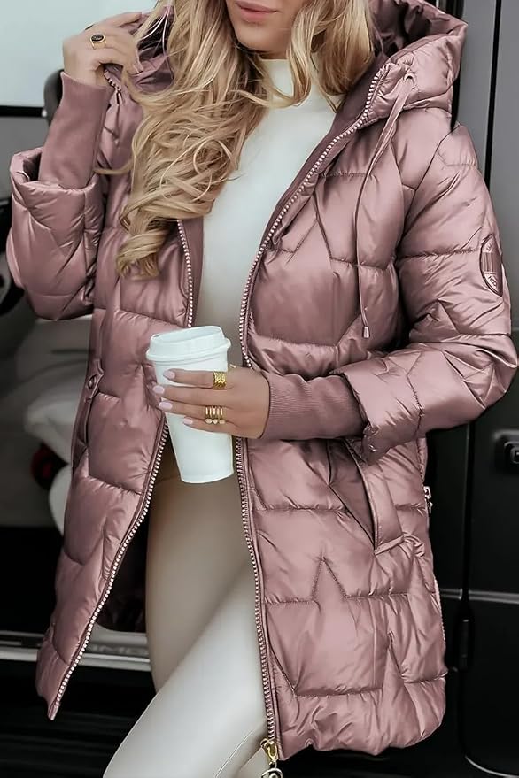 Gloria | Elegant Quilted Hooded Puffer Coat