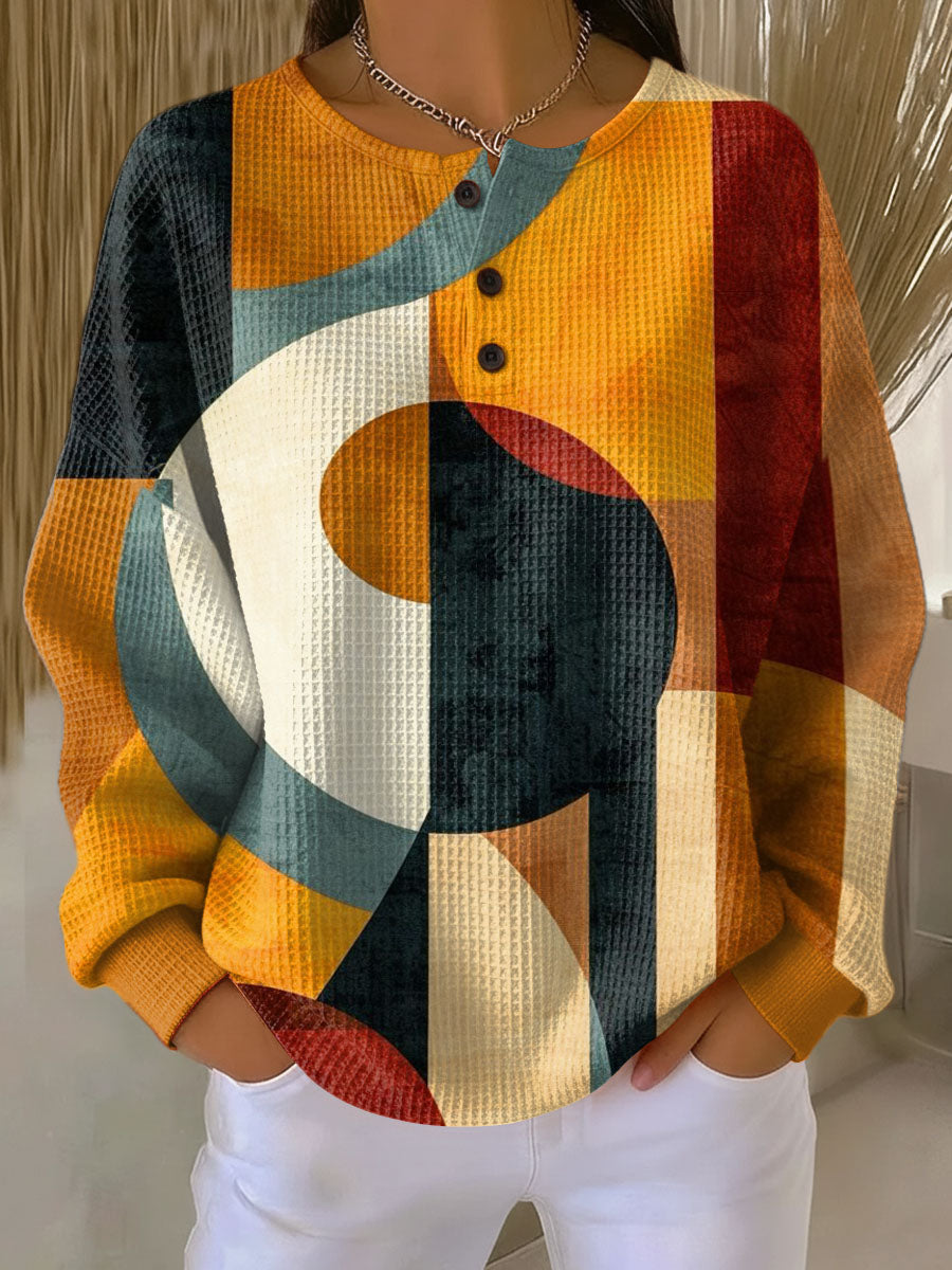 Lærke | Geometric Pattern Waffle Knit Sweater