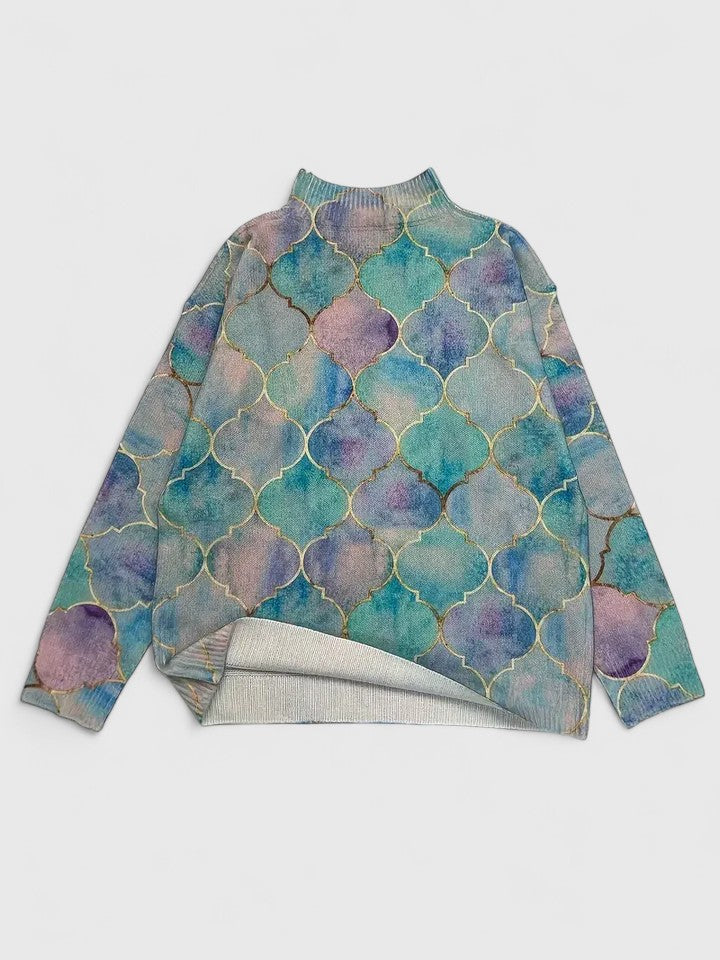 Evelyn | Soft Patterned Turtleneck Sweater