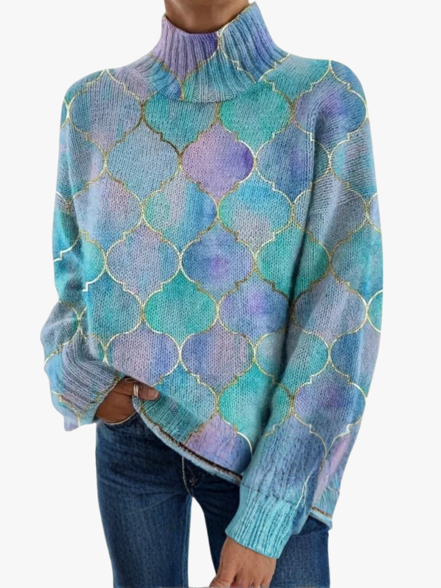 Evelyn | Soft Patterned Turtleneck Sweater
