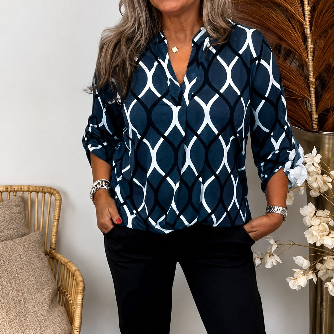 Monica | Printed V-Neck Blouse