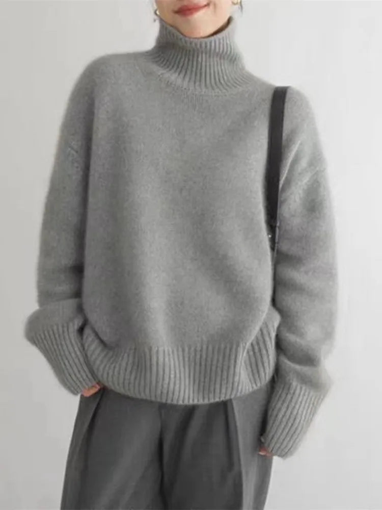 Women's Turtleneck Pullover, Ribbed Knit