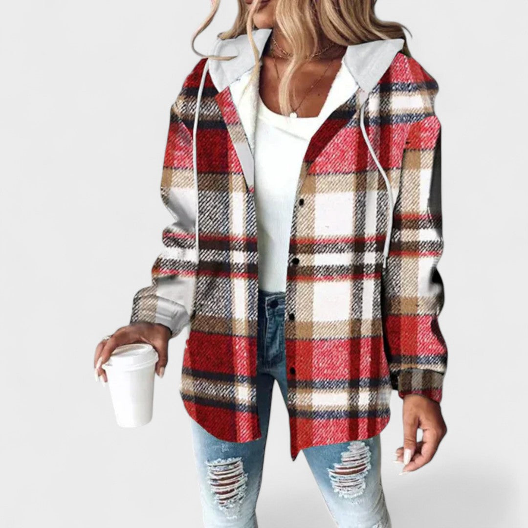 Linda | Cozy Plaid Button Jacket