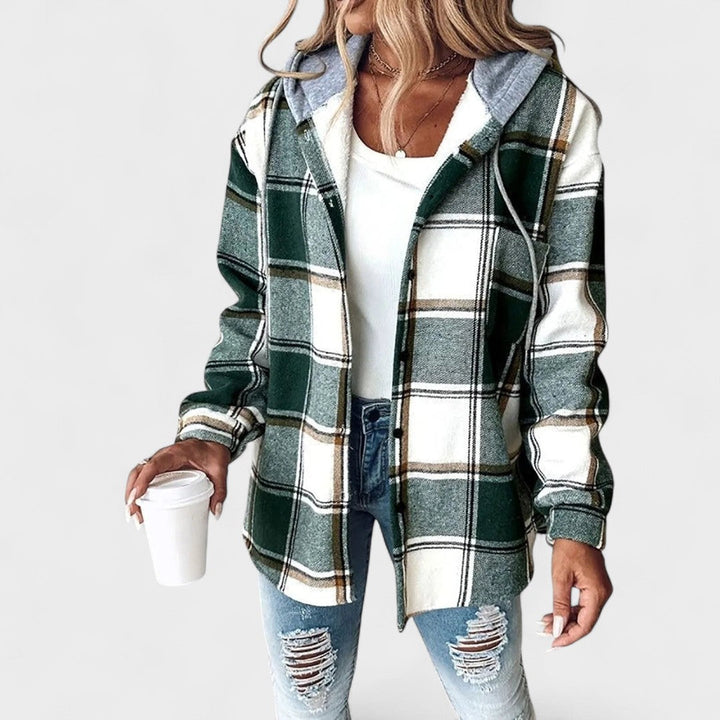 Linda | Cozy Plaid Button Jacket