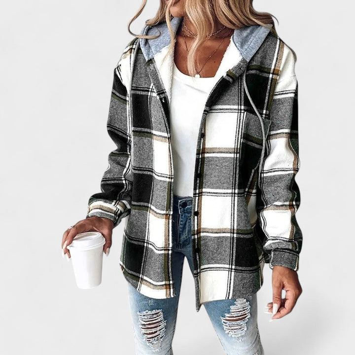 Linda | Cozy Plaid Button Jacket