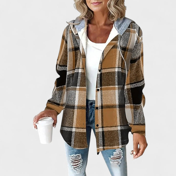 Linda | Cozy Plaid Button Jacket