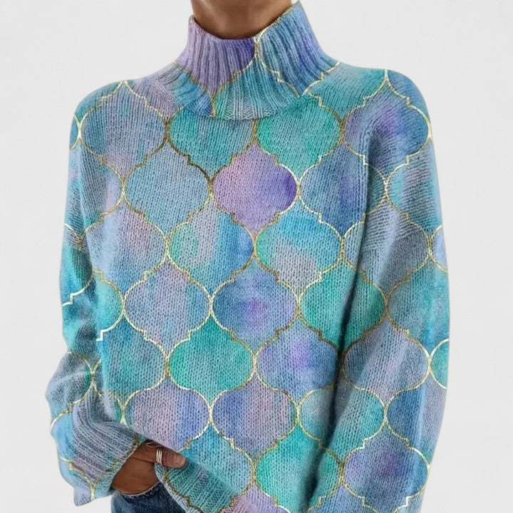 Evelyn | Soft Patterned Turtleneck Sweater