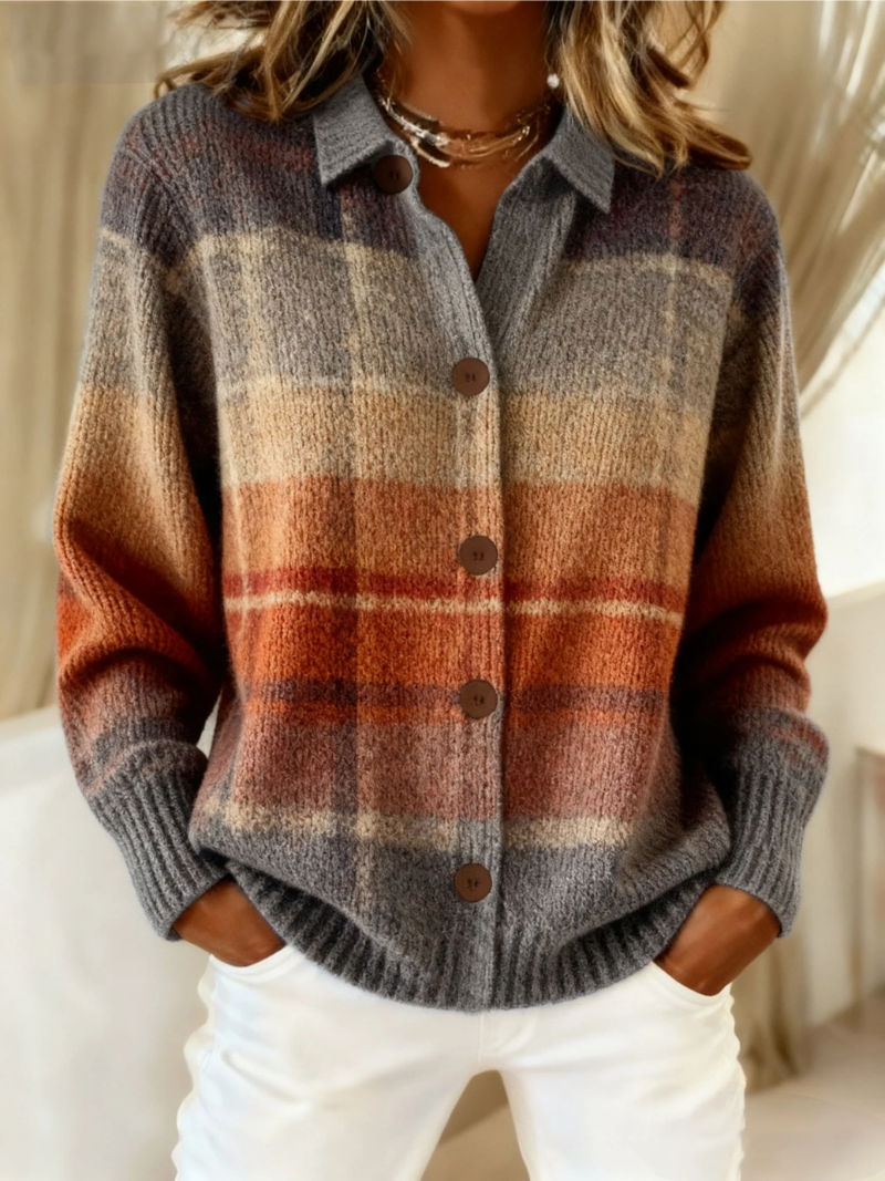 Edith - Autumn Ombre Plaid Cardigan