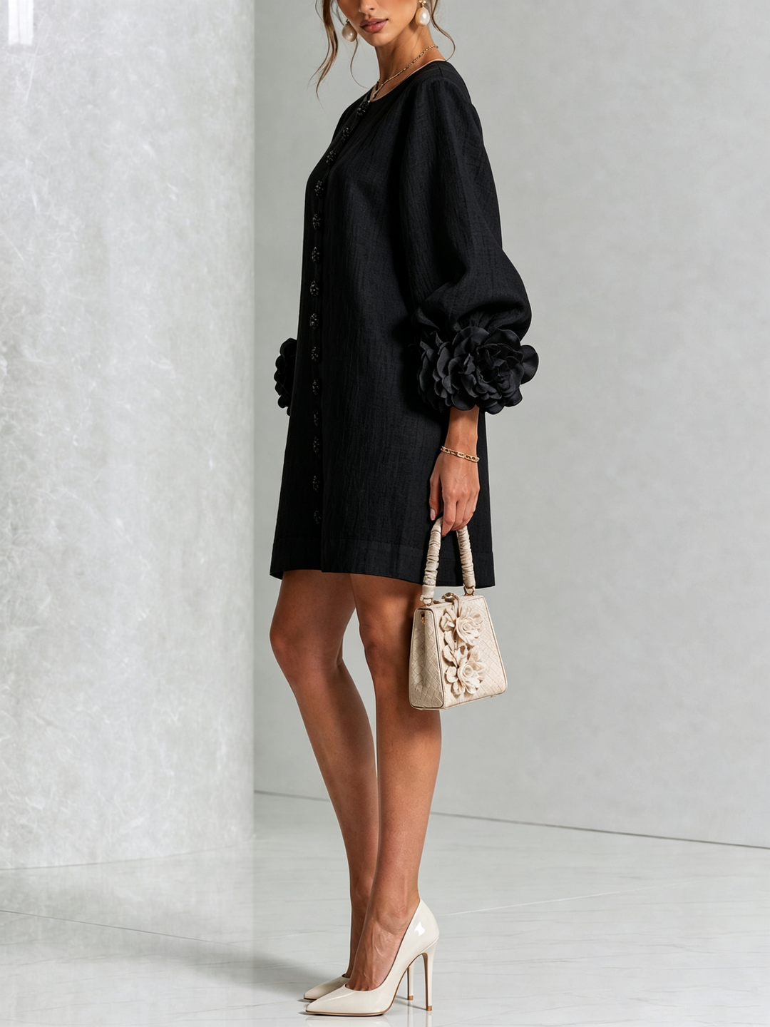 Clara | Elegant Button-Detail Knit Dress