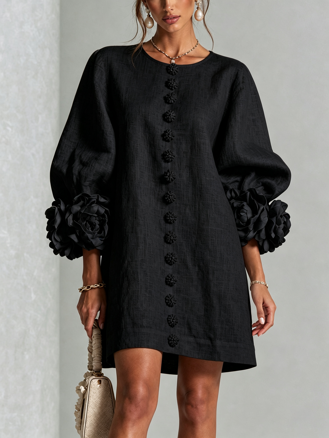 Clara | Elegant Button-Detail Knit Dress