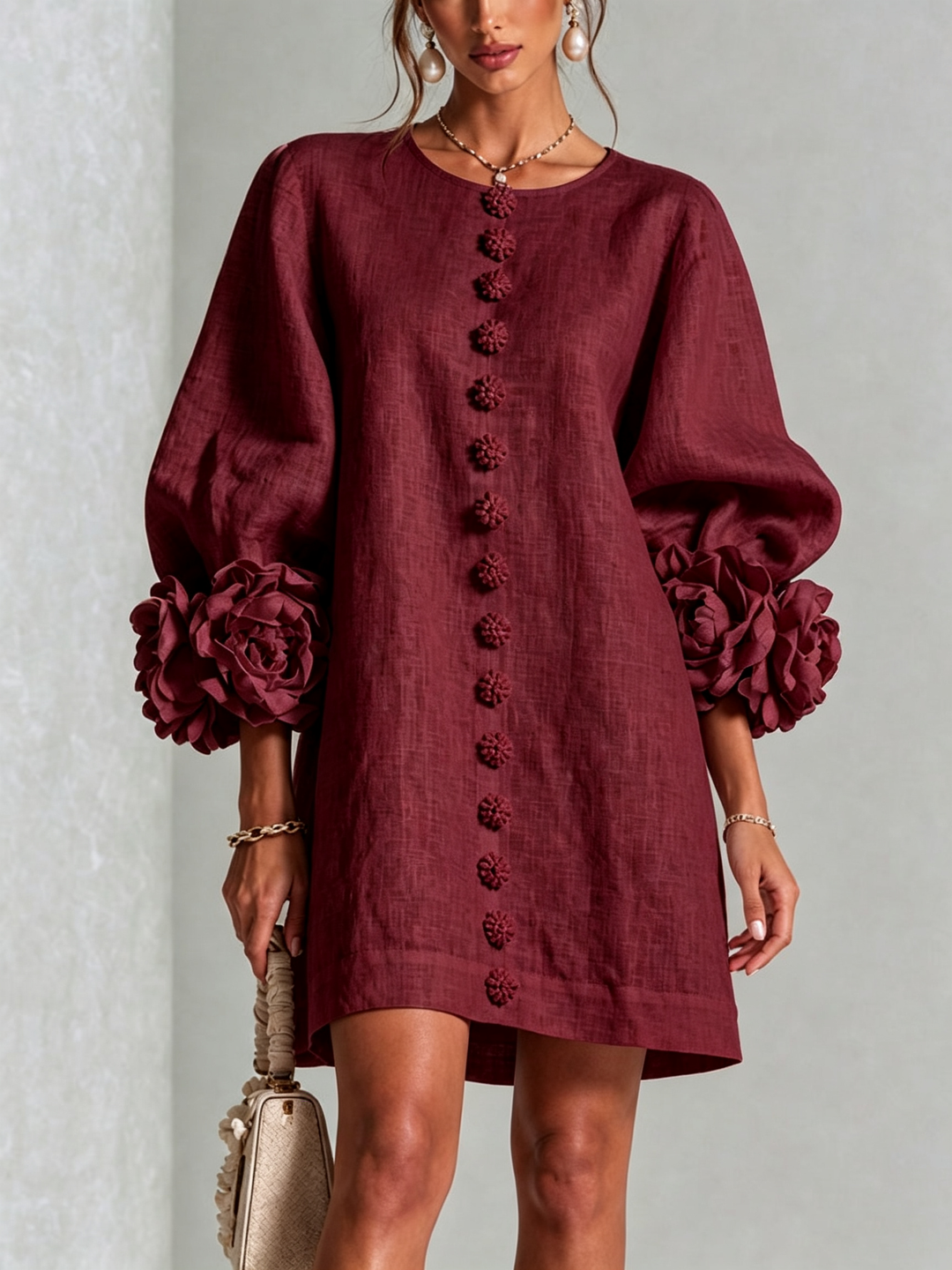 Clara | Elegant Button-Detail Knit Dress