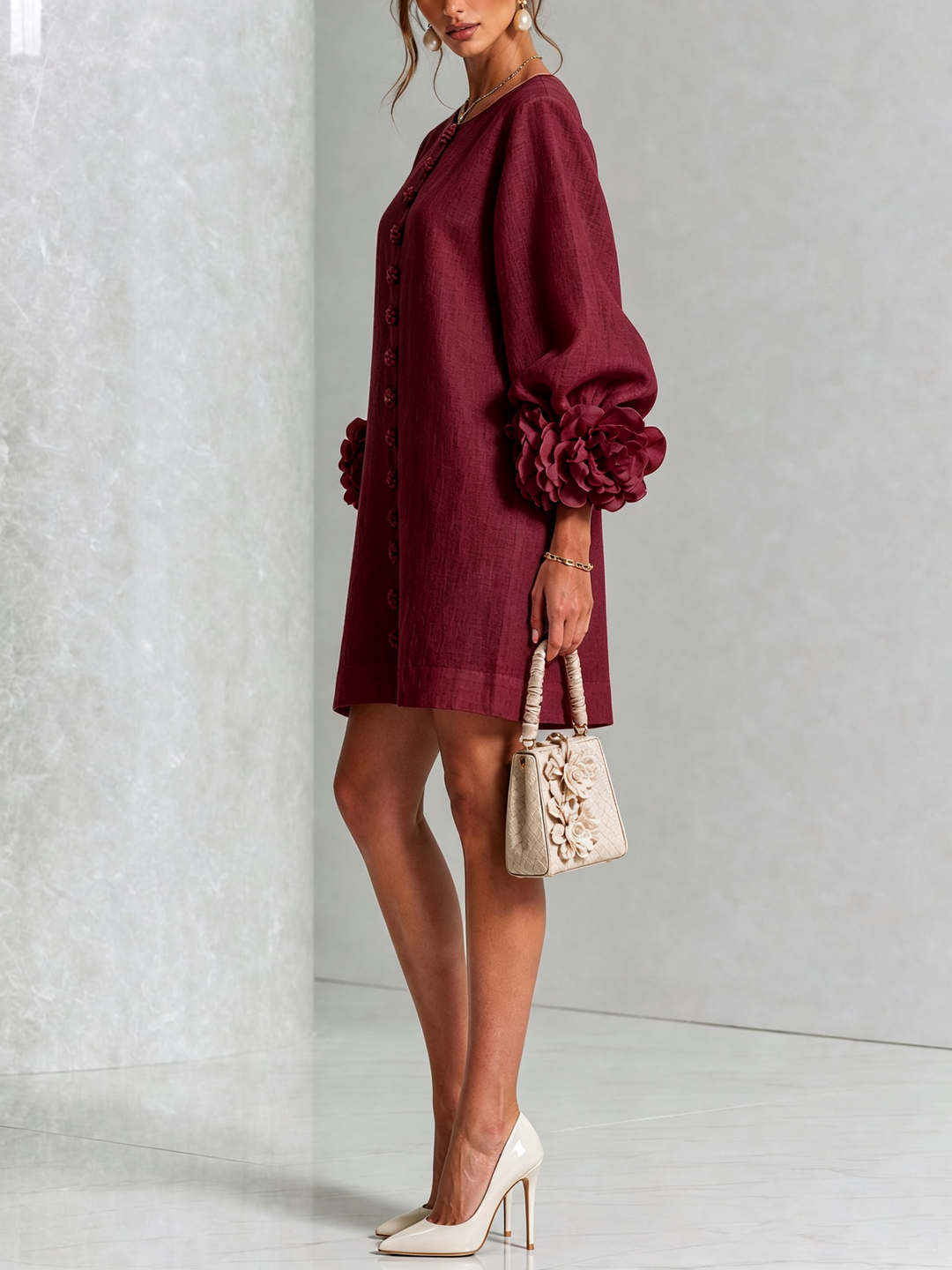 Clara | Elegant Button-Detail Knit Dress