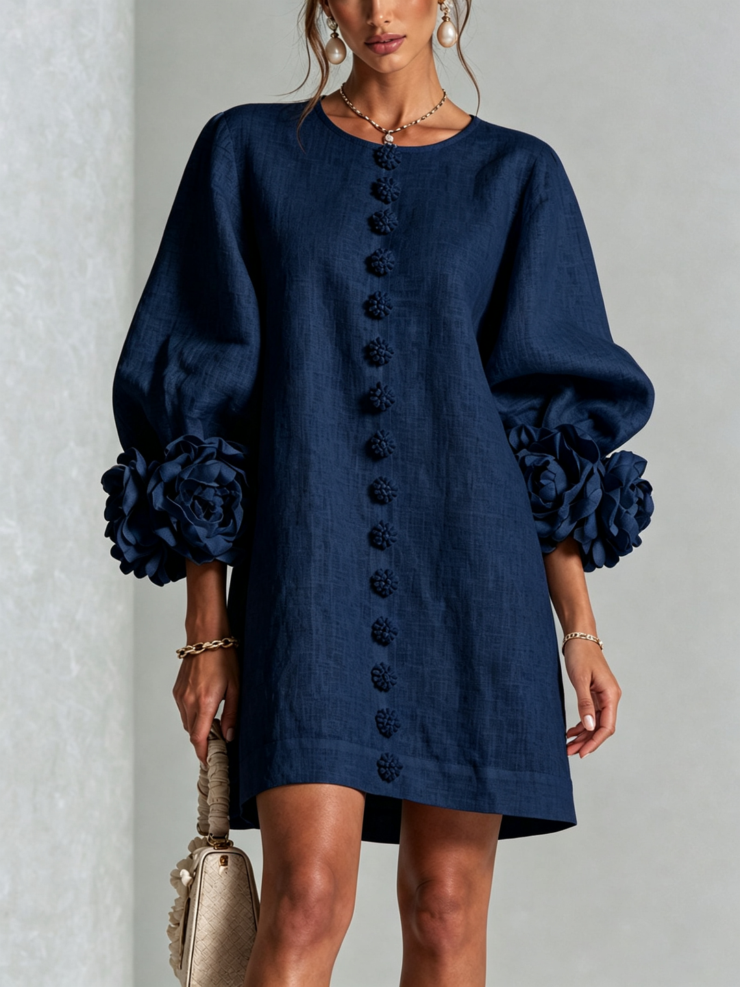 Clara | Elegant Button-Detail Knit Dress