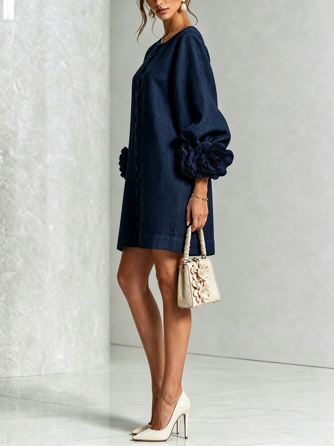 Clara | Elegant Button-Detail Knit Dress