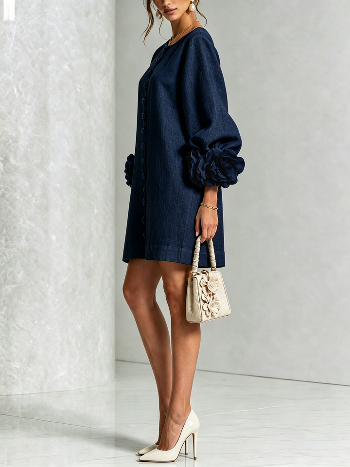 Clara | Elegant Button-Detail Knit Dress