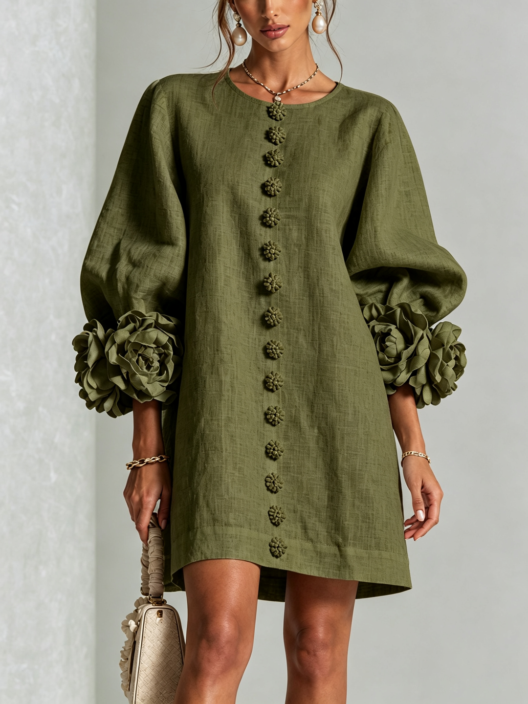 Clara | Elegant Button-Detail Knit Dress
