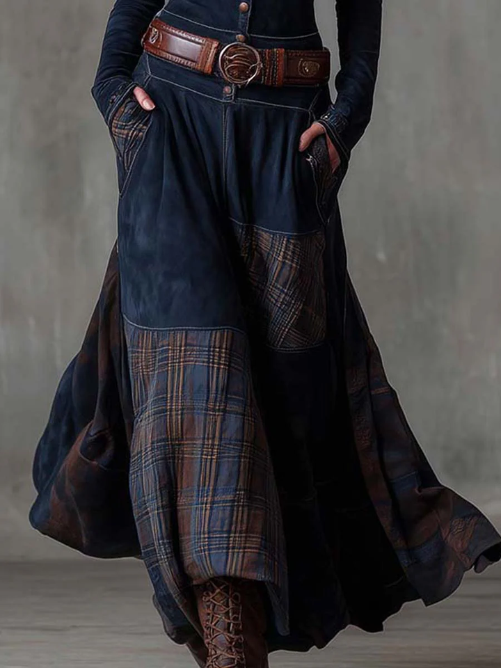 Caroline | Button-Front Patchwork Maxi Dress