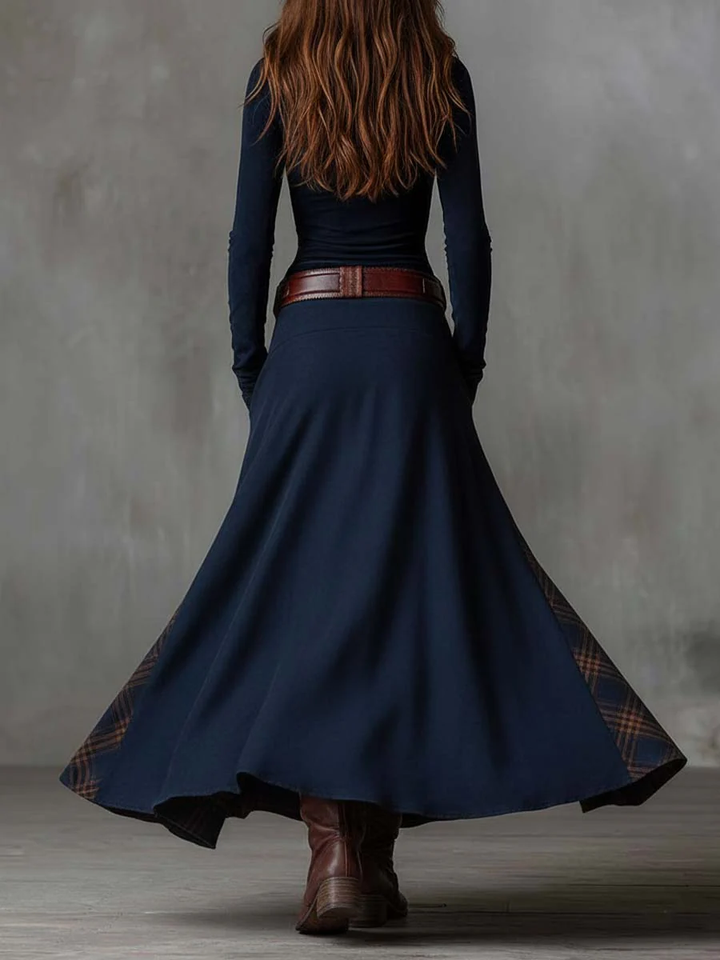 Caroline | Button-Front Patchwork Maxi Dress