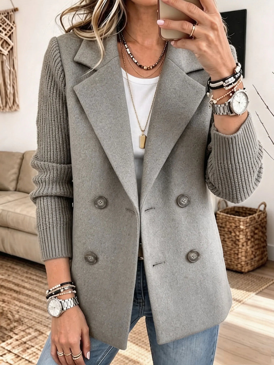 Marilyn | Knit Sleeve Blazer