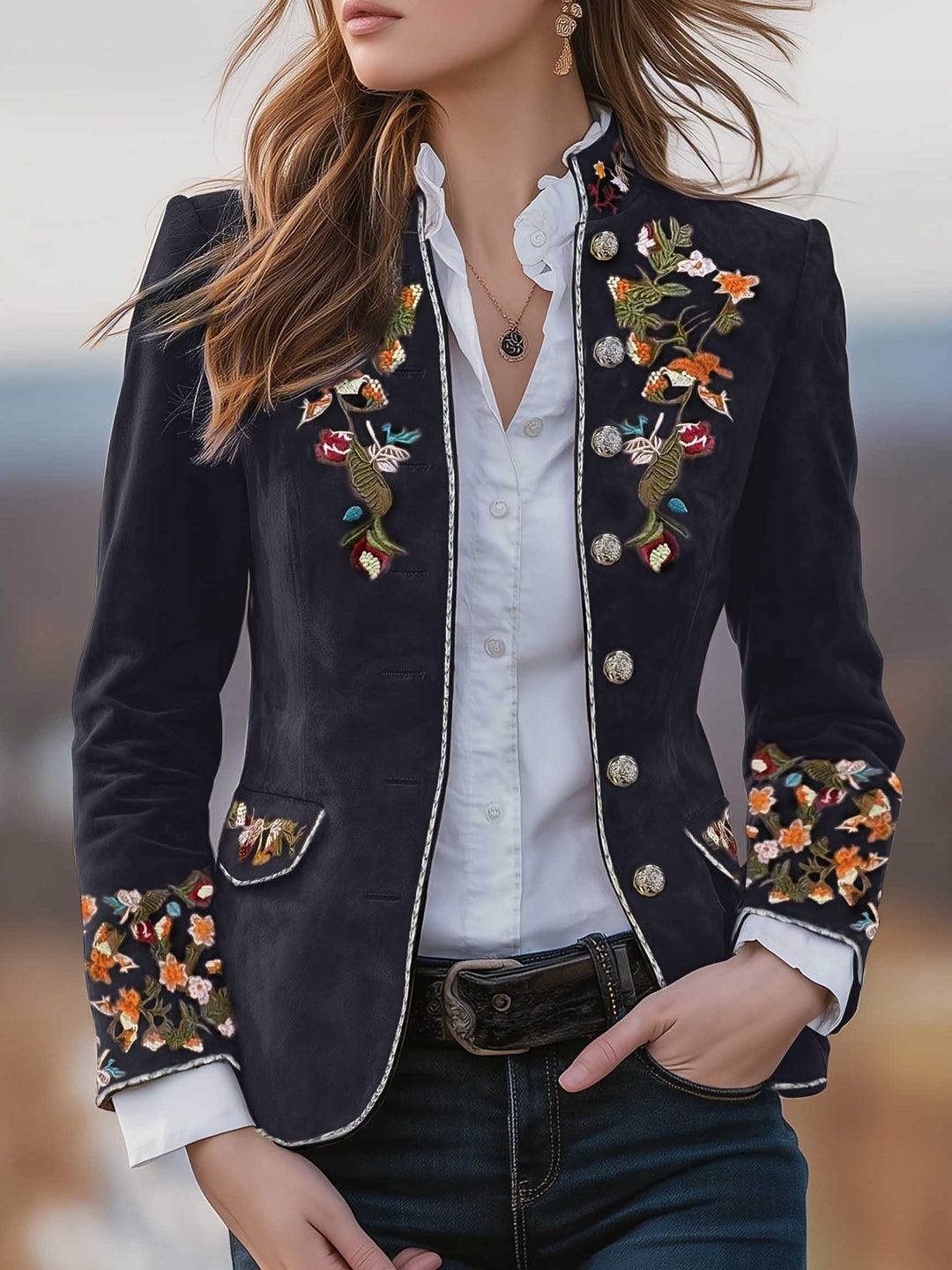 Rosalie | Embroidered Floral Blazer