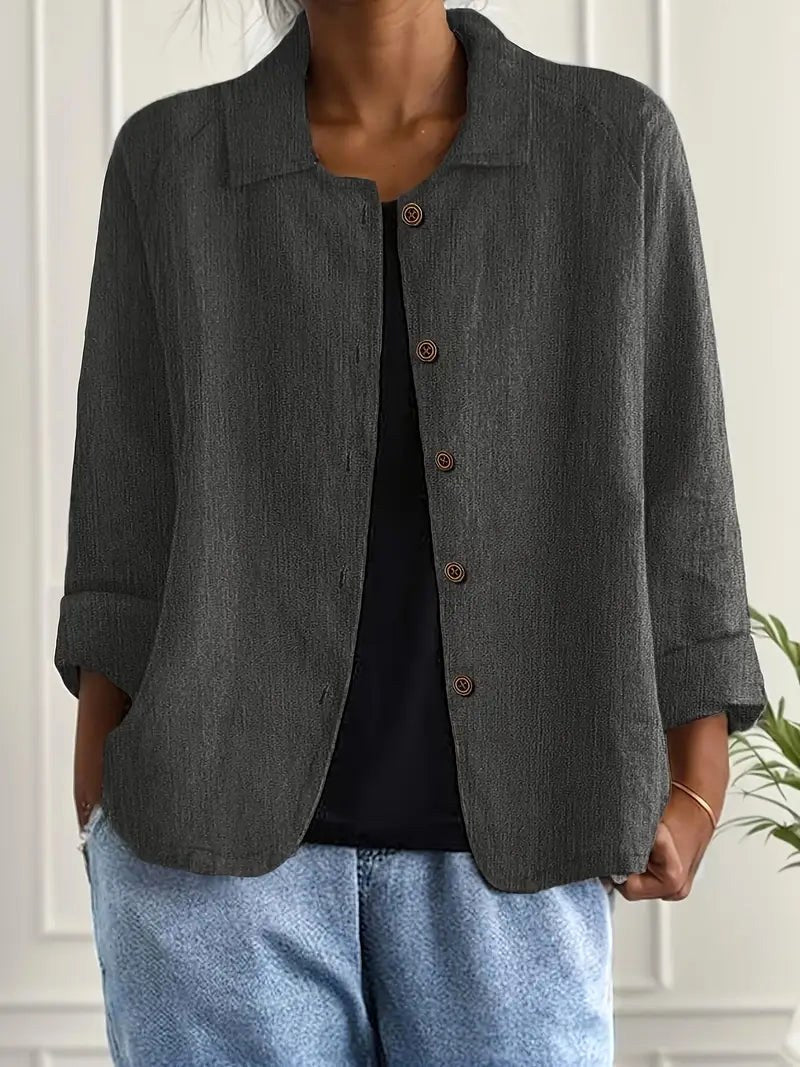 Carol | Crinkle Weave Button-Through Blouse