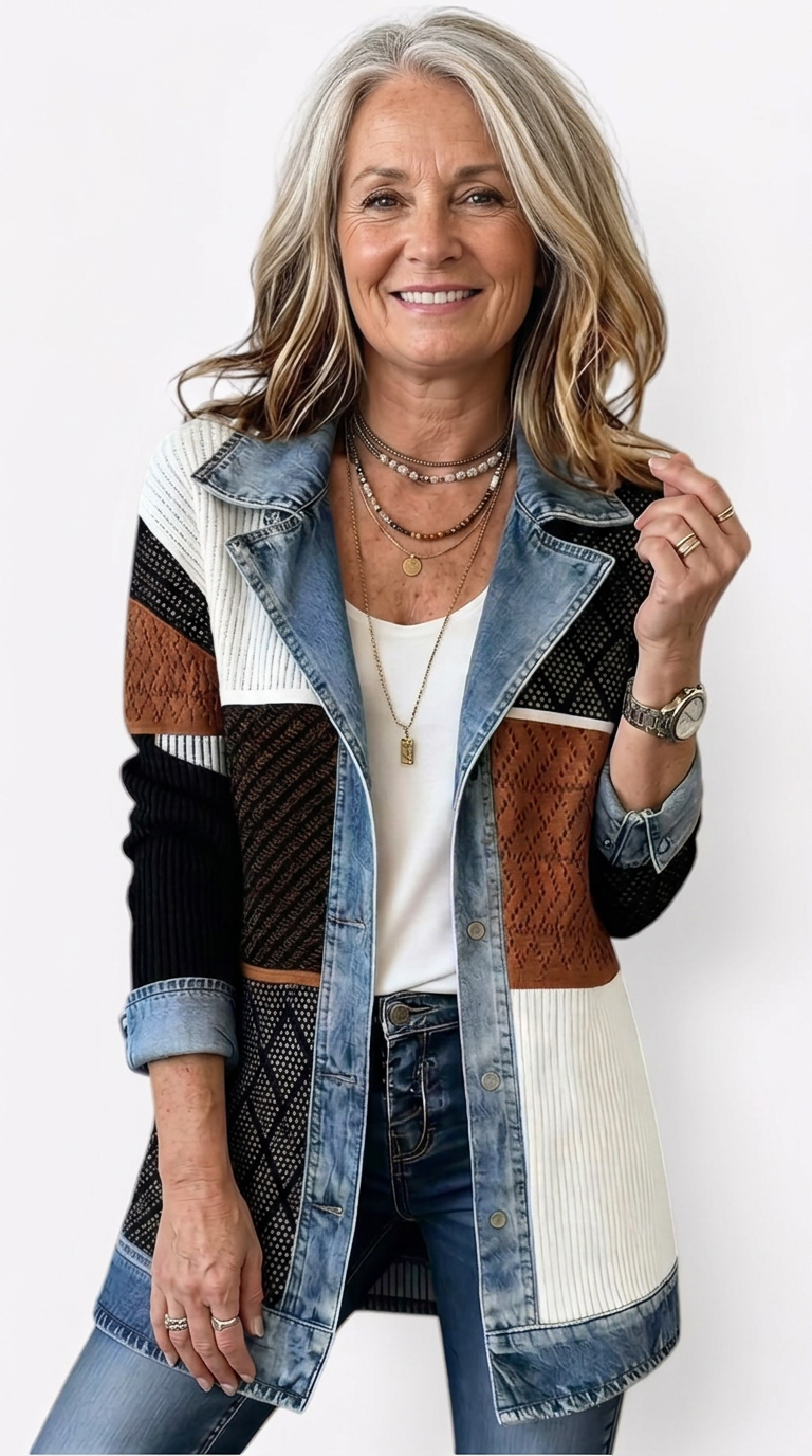 Miriam | Contrast-Trim Ribbed Knit Jacket