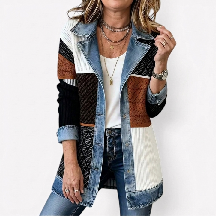 Miriam | Contrast-Trim Ribbed Knit Jacket