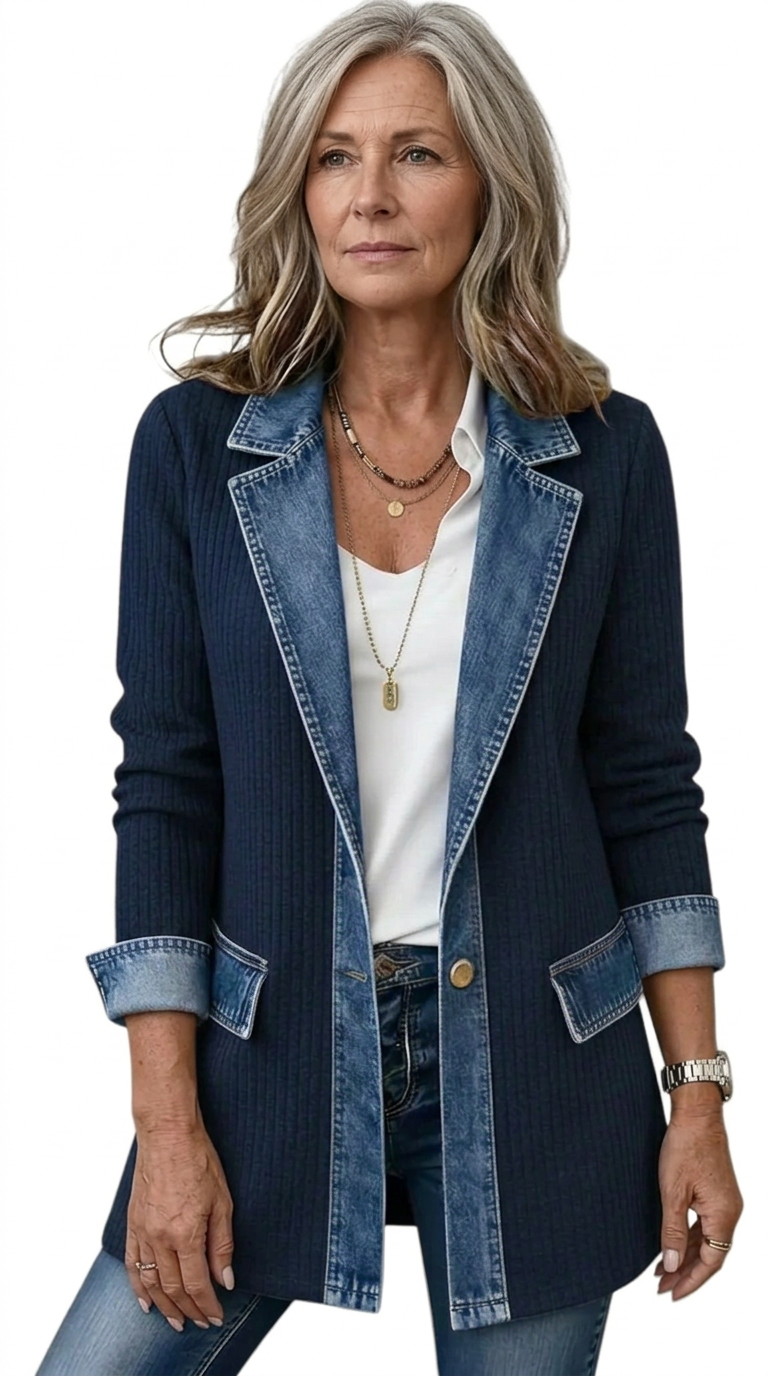 Miriam | Contrast-Trim Ribbed Knit Jacket