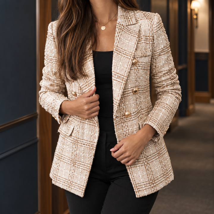 Victoria | Classic Plaid Tweed Blazer