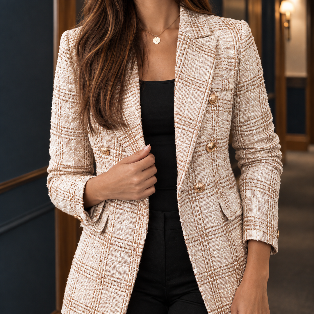Victoria | Classic Plaid Tweed Blazer