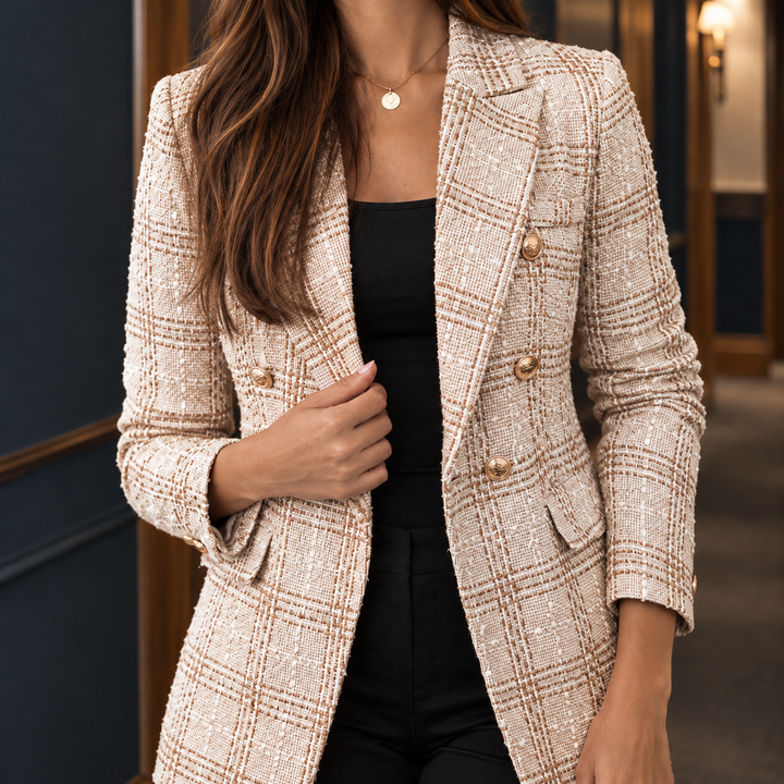 Victoria | Classic Plaid Tweed Blazer