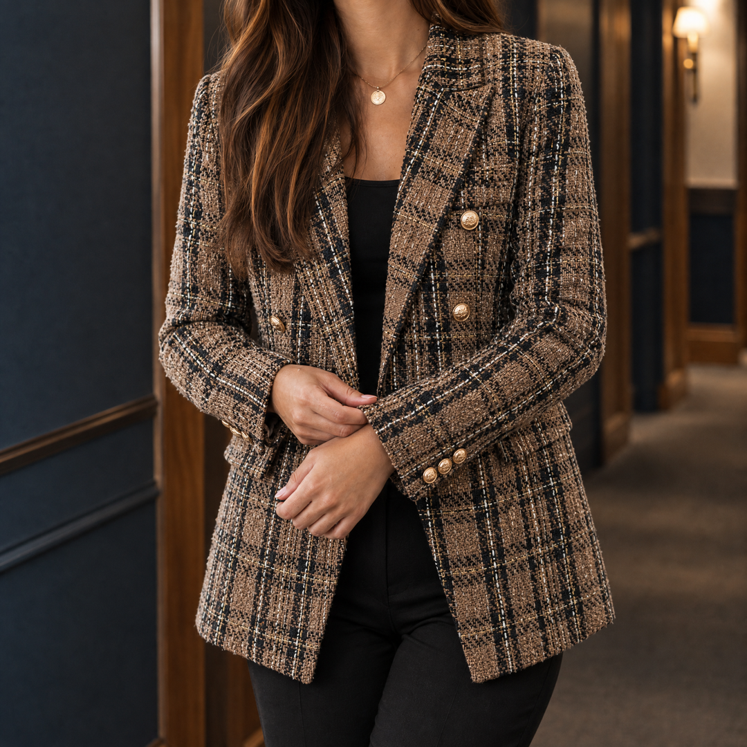 Victoria | Classic Plaid Tweed Blazer
