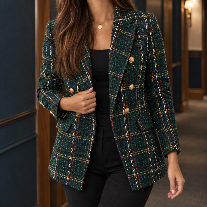 Victoria | Classic Plaid Tweed Blazer