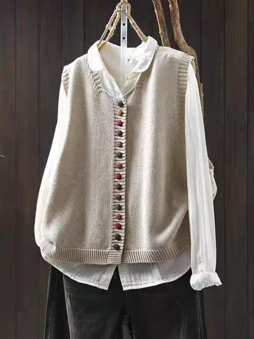 Carol | Classic Button-Front Knit Vest