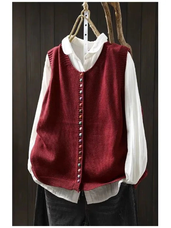 Carol | Classic Button-Front Knit Vest