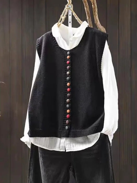 Carol | Classic Button-Front Knit Vest