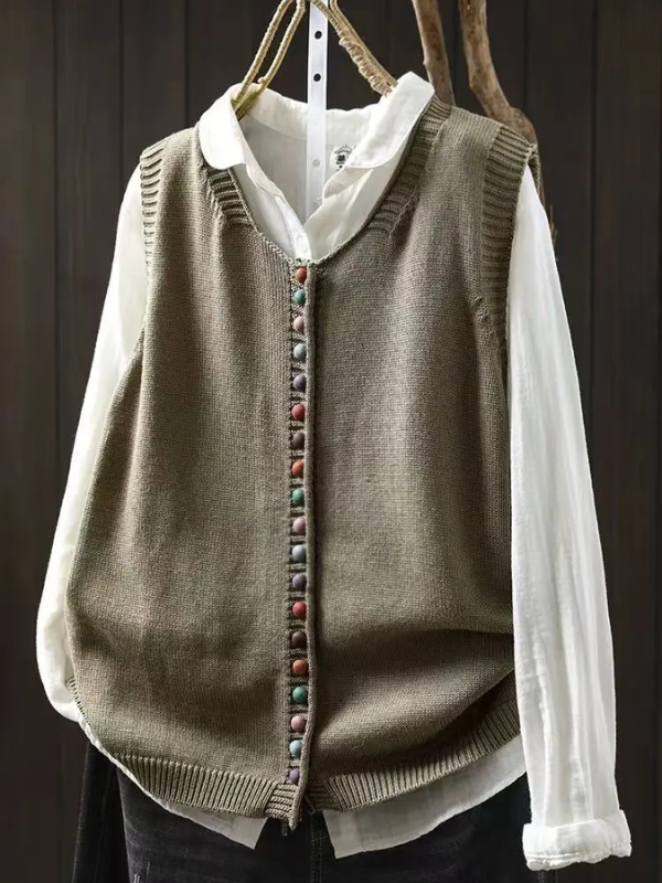 Carol | Classic Button-Front Knit Vest
