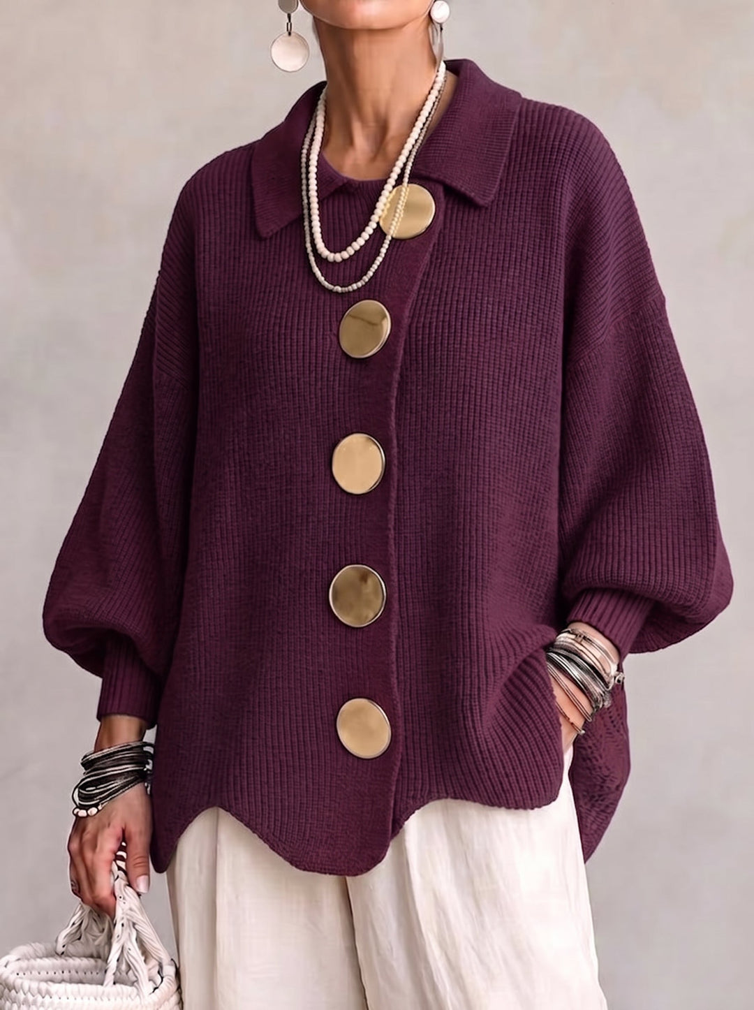 Elise | Statement Button Knit Cardigan