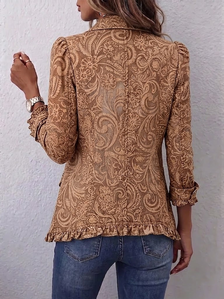 Clara | Vintage Bohemian Floral Print Ruffled Jacket