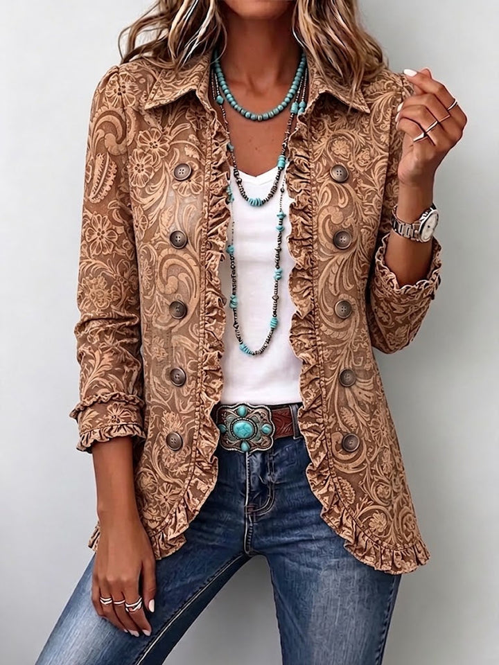 Clara | Vintage Bohemian Floral Print Ruffled Jacket