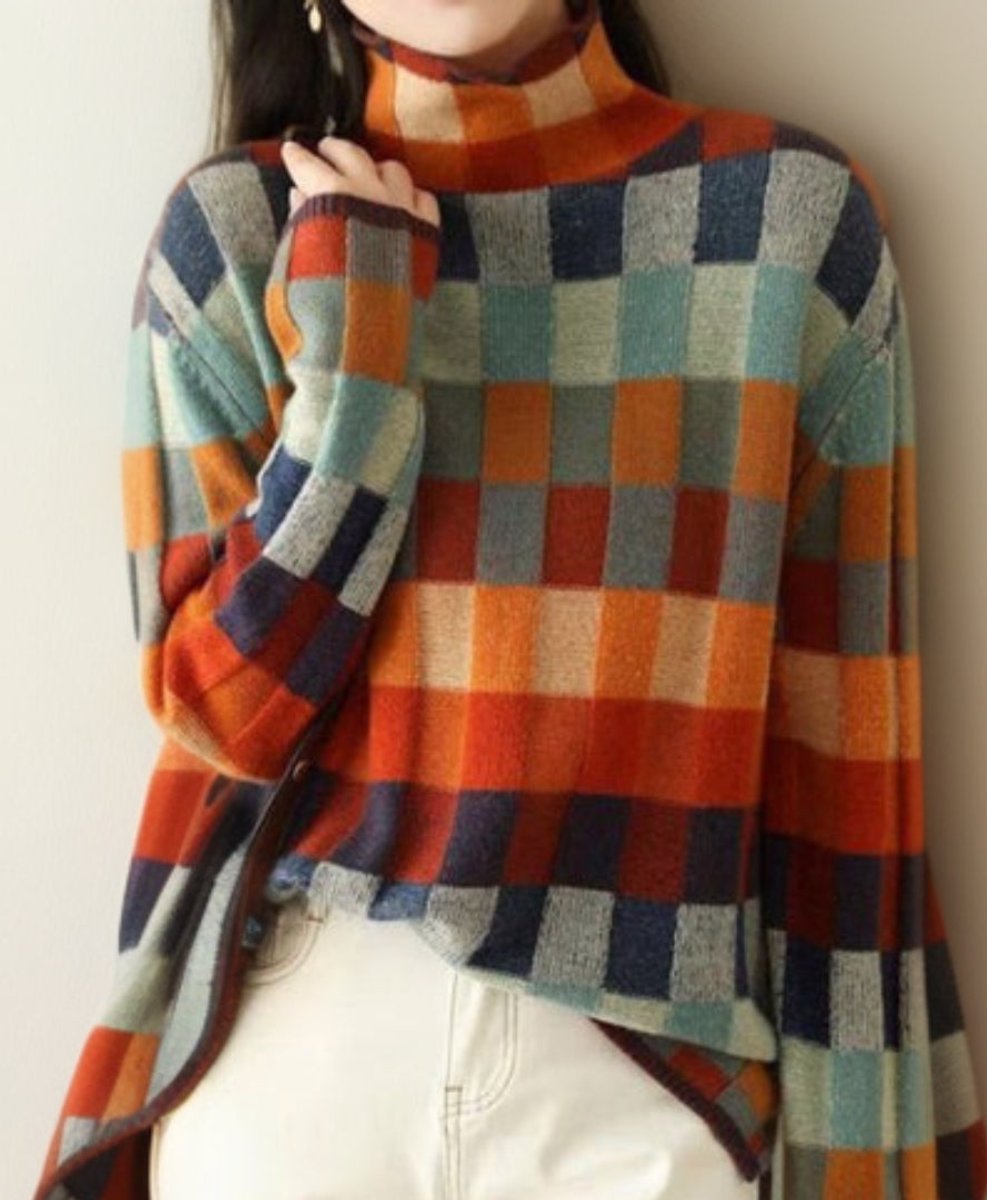 Madison | Women's Colorblock Turtleneck Knit Sweater Relaxed Pullover