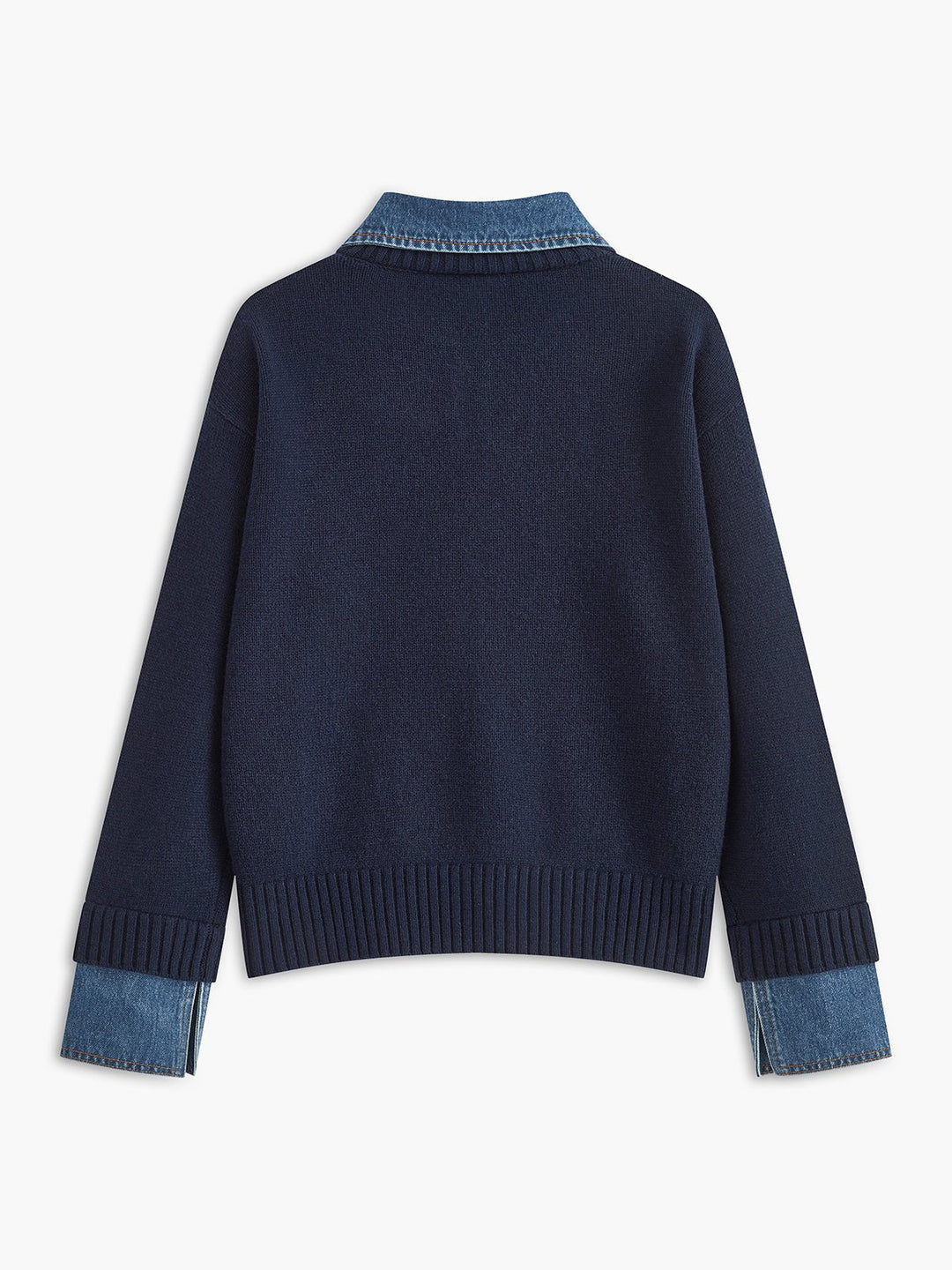 Mia | Women's Denim-Collar Knit Polo Sweater