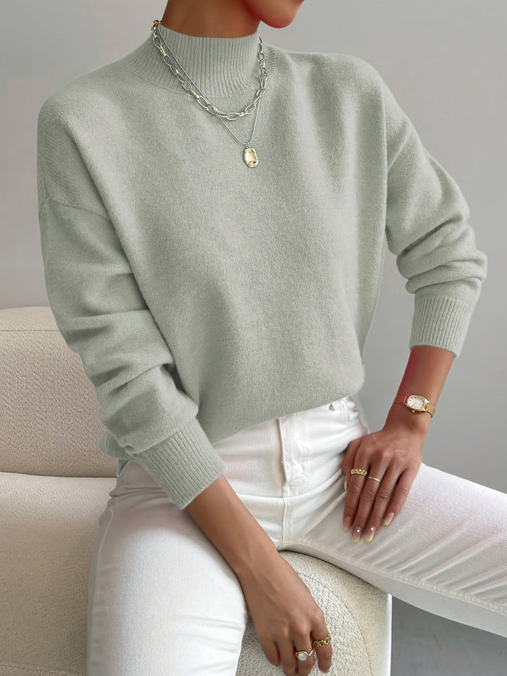 Layla | Women's Mock Turtleneck Relaxed-Fit Long Sleeve Sweater