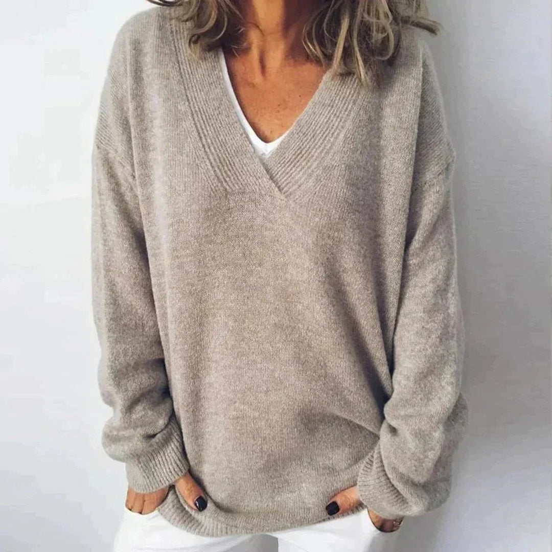 Scarlett | Women's Oversized V-Neck Long Sleeve Knit Sweater